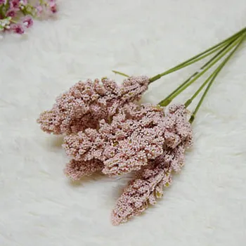 

6pcs Artificial Flower Vanilla Cereal Plants Berry Spike Fake Wheat Bridal Bouquet Home Garden Decor Wedding Props Foam Lavender