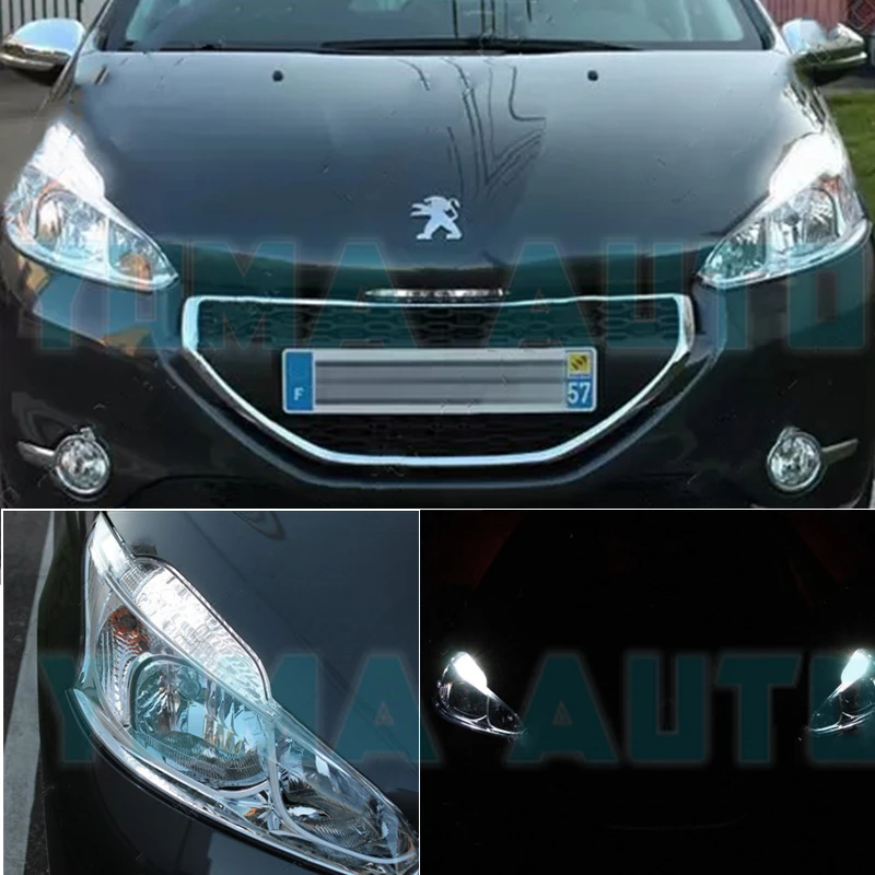 Car Led Bulb Driving DRL Daytime Running Lamp For Peugeot 208 2012