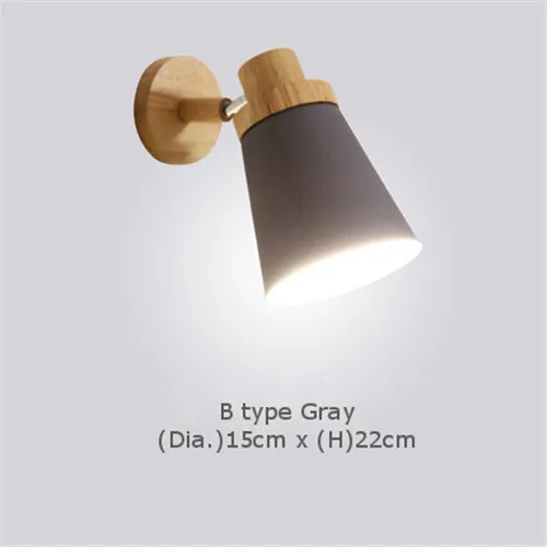 Светодиодный настенный светильник в скандинавском стиле, деревянный настенный светильник 220 В, E27, прикроватный настенный светильник, настенный светильник в виде макаруна для столовой, ресторана, кафе - Цвет абажура: B Gray
