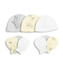 1 комплект; шапка для маленьких мальчиков и девочек; перчатки унисекс для младенцев; мягкая хлопковая кепка; перчатки с защитой от царапин; аксессуары для новорожденных