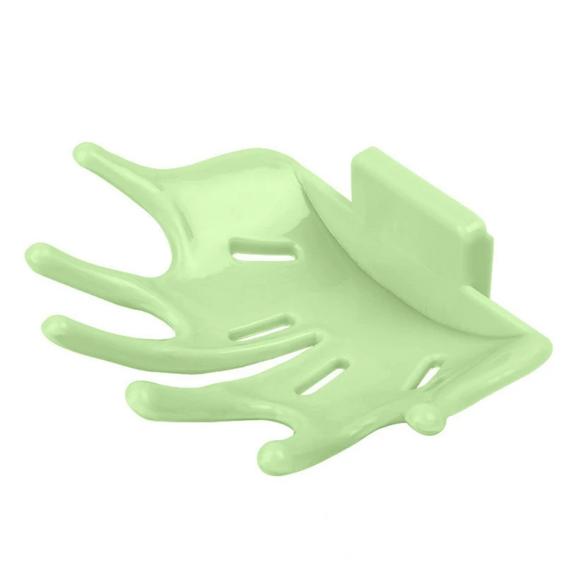 Strong Paste Soap Storage Plate Tray Hand Shape Bathroom Wall Mounted Plastic Soap Drain Rack Holder Bathroom Accessories
