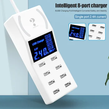 

New 8 USB Ports Charger Power Adapter LED Screen Fast Charging 40W for Phone DOM668