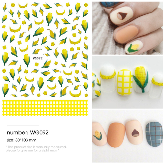 pieces 3D Super thin watermelon nails stickers tips Nail Art adhesive decals fruit Cool Design nail envelopes manicure