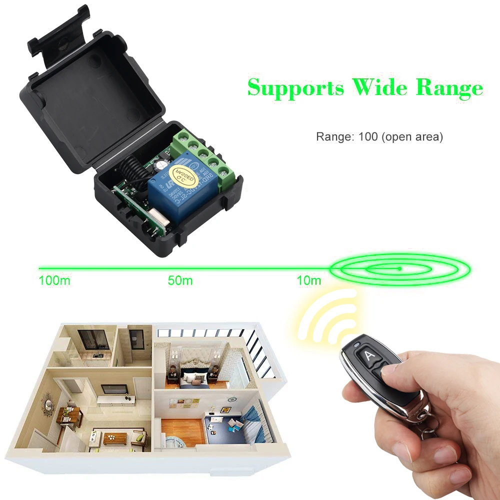 Kebidu RF 433Mhz Remote Control Transmitter With Wireless Remote Control Switch DC 12V 1CH Relay Receiver Module