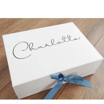

Personalised Gift Box, Colourful Ribbon, Baby Shower Box Gift, , Wedding Favour, cutom Bridesmaid Proposal, Gift Box For Girl,