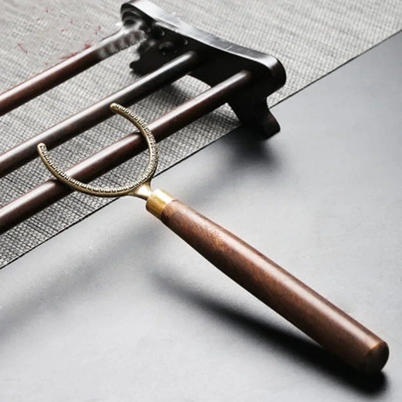 Ebony Wood Handle Copper Tea Cup Clip, Anti-scald Fork, Cup Holder Utensils, Kung Fu Cup Holder, Tea Ceremony Accessories, Tools