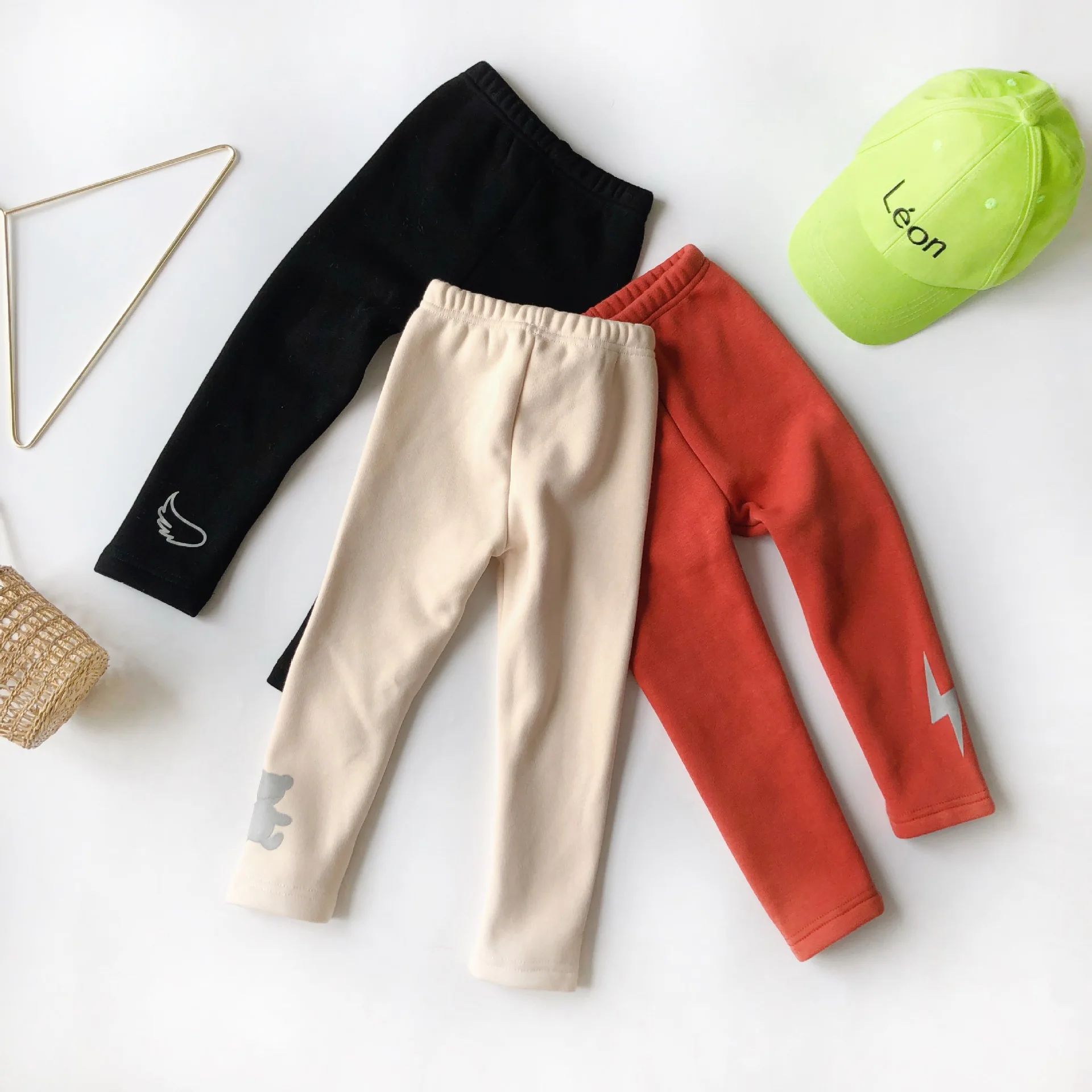 WLG girls winter thick pants kids cartoon black beige orange velvet pant baby girl warm casual all match trousers 2-6 years