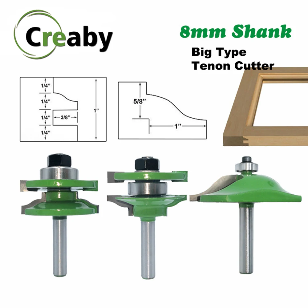 3 шт. большая направляющая для шкафа с хвостовиком 8 мм набор наконечников Tenon Router
