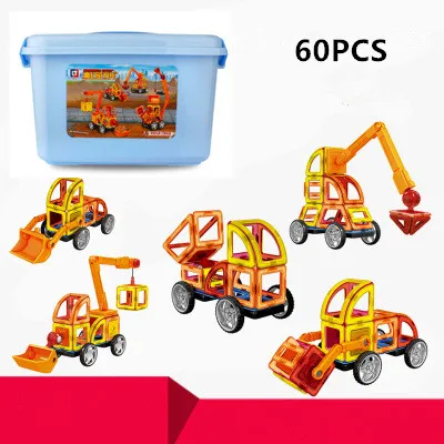

Engineering truck magnetic block DIY block 100 pull shape educational toys for children early education