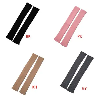 

Womens Winter Ribbed Knit Long Fingerless Gloves Over Elbow Arm Warmer Sleeve