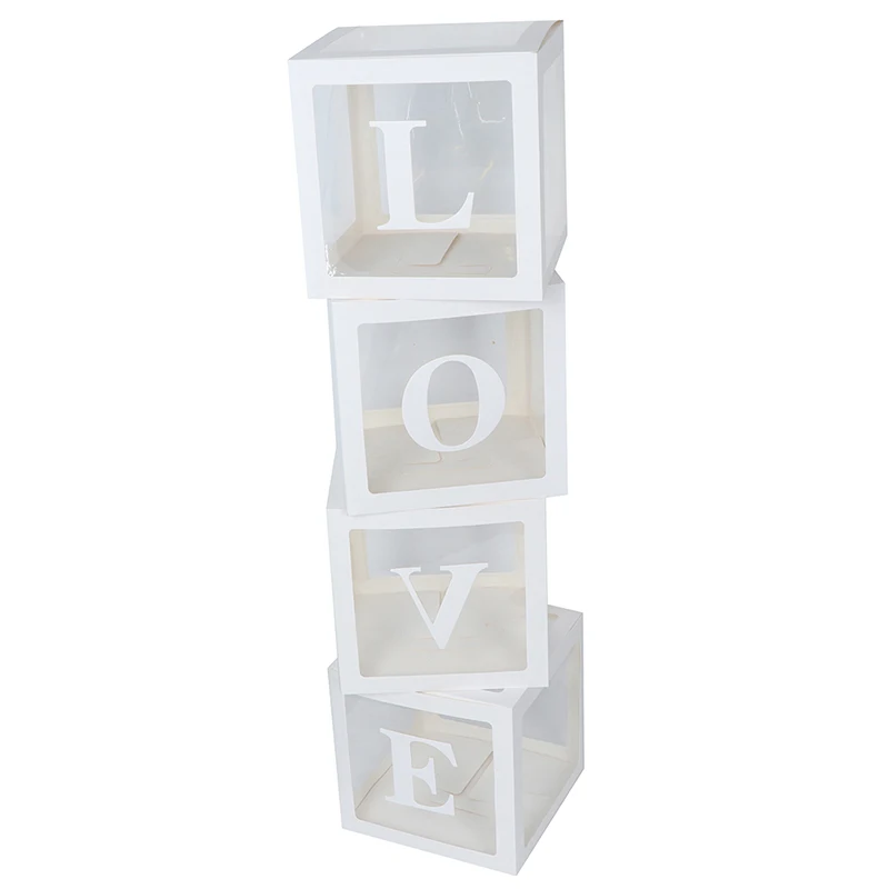 4 шт./компл. 30x30 см, сделай сам, прозрачный шар коробка и надписью «LOVE» для детей Одежда для свадьбы, дня рождения Декор