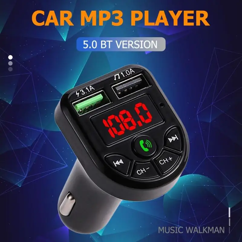 Fm-передатчик Bluetooth 5,0 Handsfree автомобильный комплект MP3-плеер 3.1A Dual USB зарядное устройство отличное мастерство и долговечность