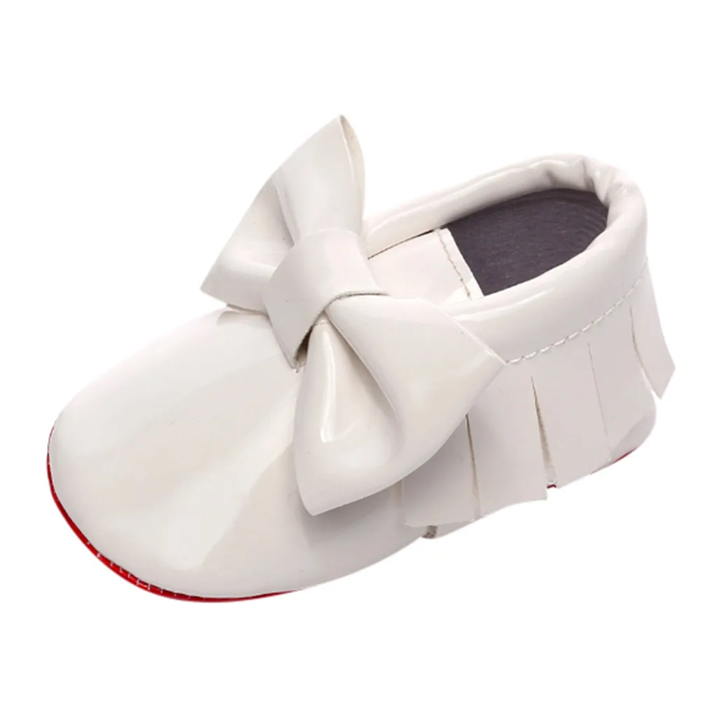 Обувь для новорожденных девочек; обувь принцессы для новорожденных; обувь для маленьких девочек с бантом; сезон осень; Детские ботиночки; коллекция года; обувь для первых шагов - Цвет: Белый