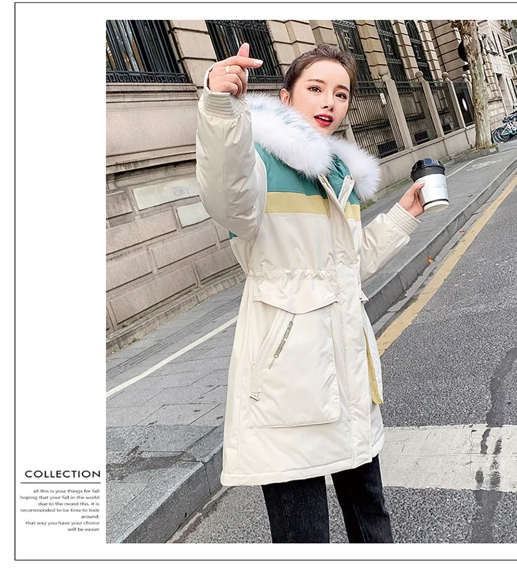 Cotton-padded Clothes Clothing Mid-length Loose-Fit Korean-style Winter New Style Fashion Cotton Coat Thick Warm Large Fur Colla
