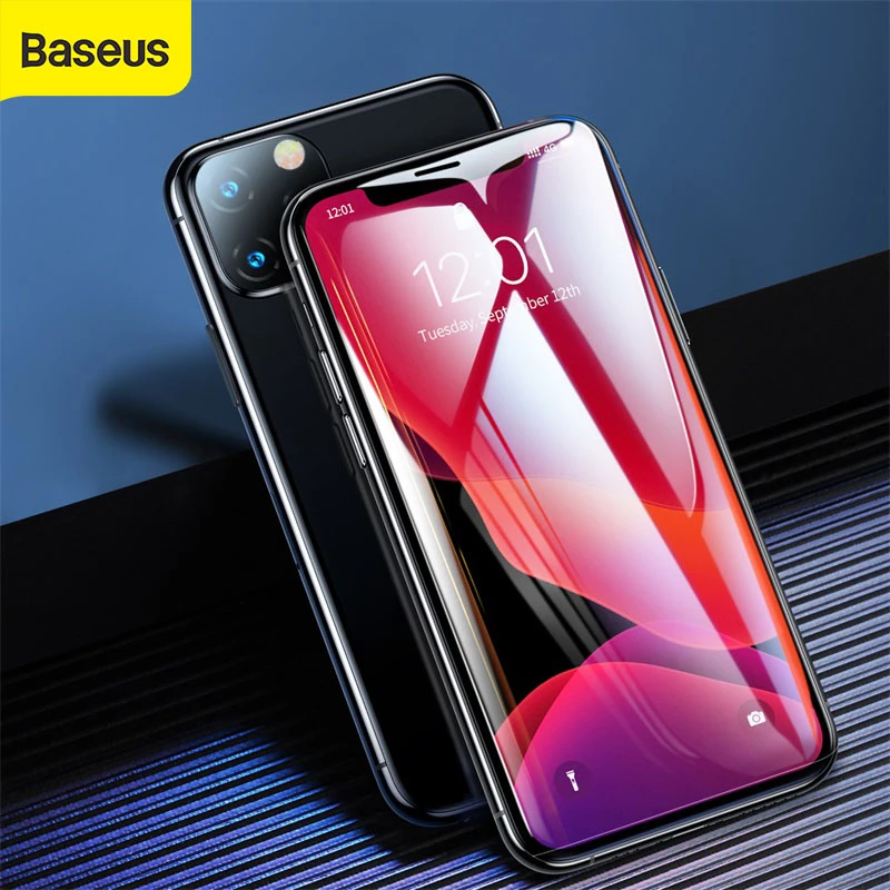 Baseus 0.23mm 2PCS Glass Screen Protector For iPhone 11 Full Cover Tempered Protective Glass For iPhone Front Tempered Film mobile screen guard