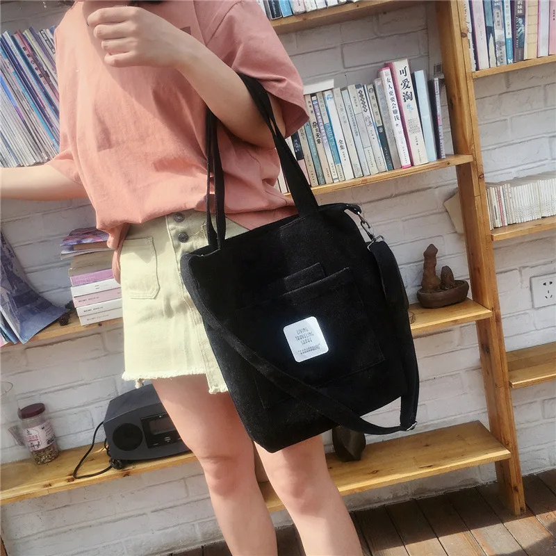 รูปสินค้า กระเป๋าสะพายผ้าใบผู้หญิง Corduroy Tote น่ารัก