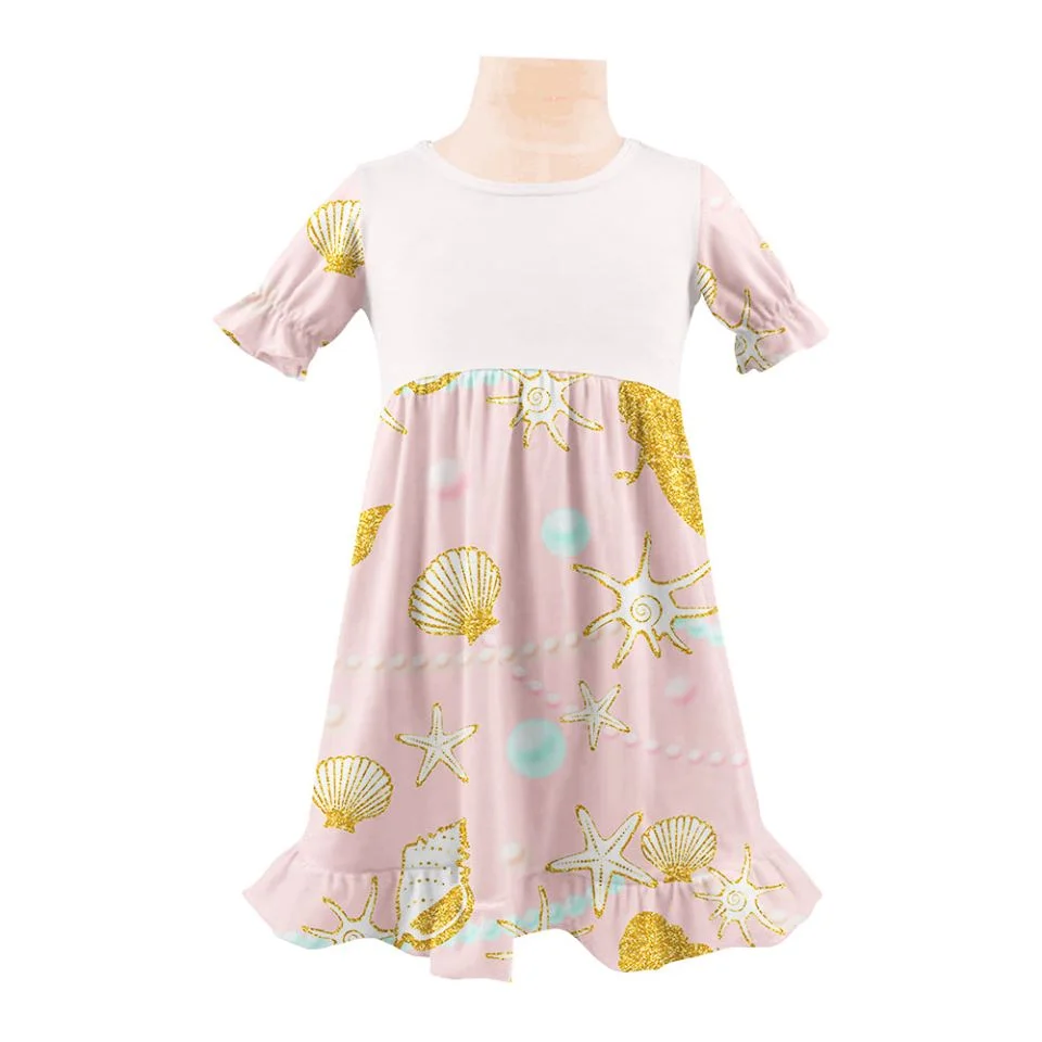 Новое поступление, осенне-зимнее Пляжное Платье До Колена с коротким рукавом для маленьких девочек