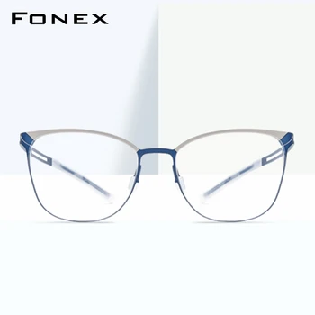 

FONEX B Titanium Eyeglasses Frame Men Square Myopia Optical Prescription Glasses 2020 Antiskid Silicone Screwless Eyewear 8527