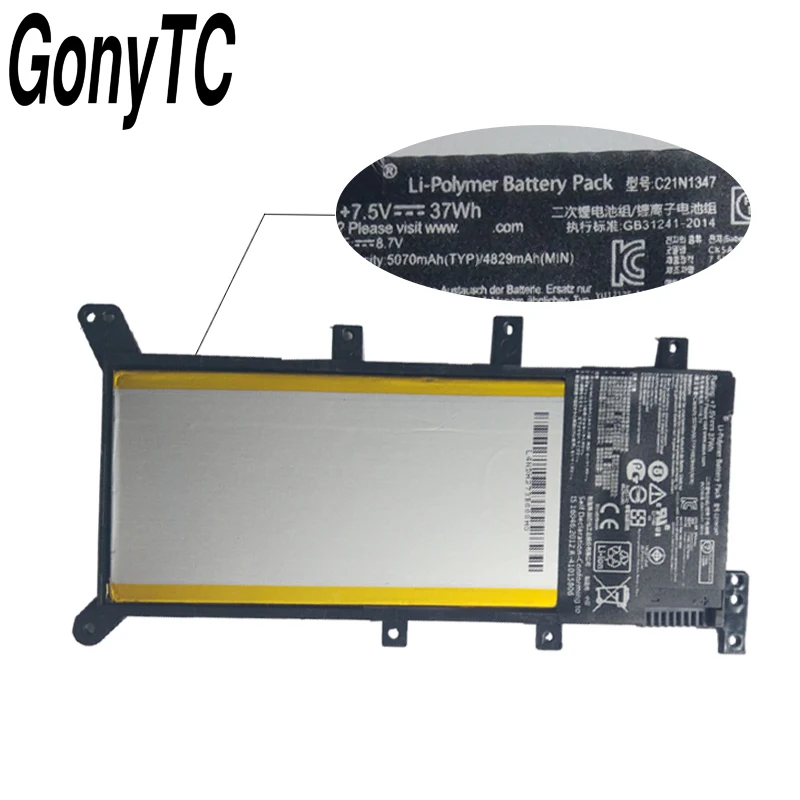 GONYTC 7.5V 37WH C21N1347 New Original Laptop Battery For ASUS X554L X555 X555L X555LA X555LD X555LN X555MA 2ICP4/63/134