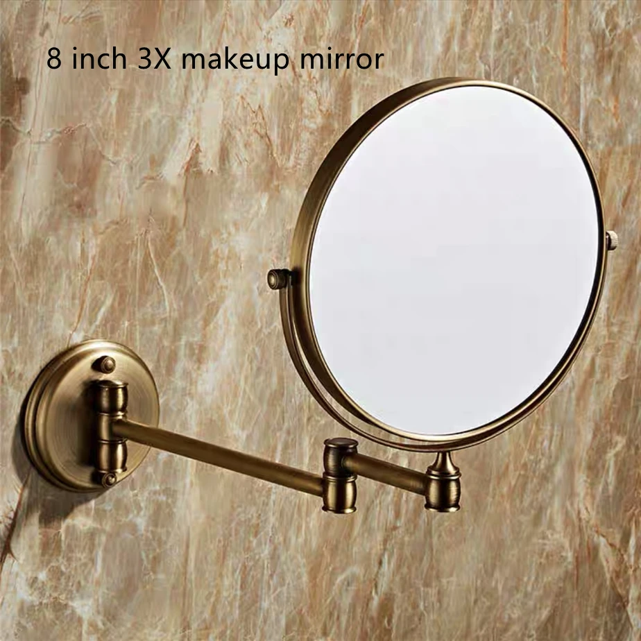 Bathroom-Mirror-Makeup-Mirror-Black-Gold-Brass-Wall-Hanging-Folding ...