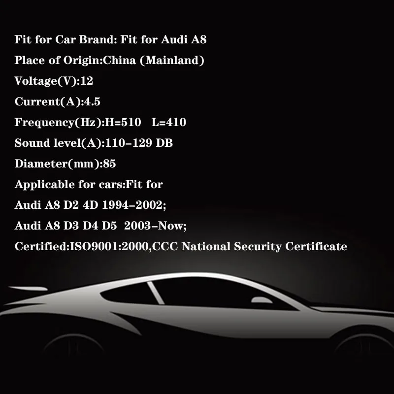 VVTKK для Audi A8 D2 D3 D4 D5 рога мотоцикла Cuernos электрический автомобиль многоцветные и клаксон рога 3CCC автомобильный Рог