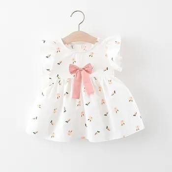 

Short-Sleeved Dress for Girls Summer Children Baby Girl Bowknot Dress