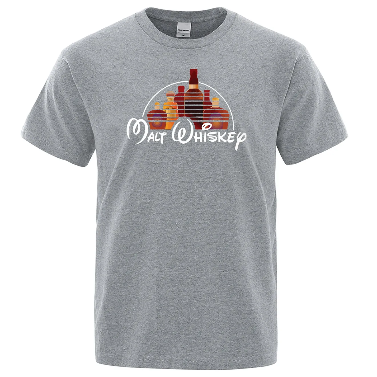 Новинка, летняя крутая Мужская футболка с коротким рукавом и надписью «Malt Whiskey», хлопковая Футболка с круглым вырезом, уличная одежда, топы