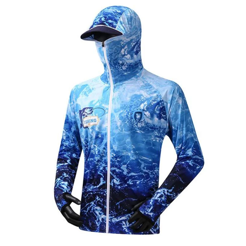 Fishing Shirts For Men Bassdash T-shirt Manches Longues UPF 50+ Avec Cache-cou Et Capuche - Protection UV Totale Protection Solaire Sport