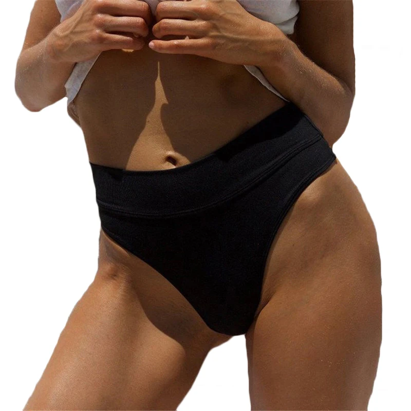 Sexy Women High Waist Bikini Bottom Panties Brazilian Swimwear Solid Bityoms Female V Cheeky Swimsuit Briefs Bathing Suits