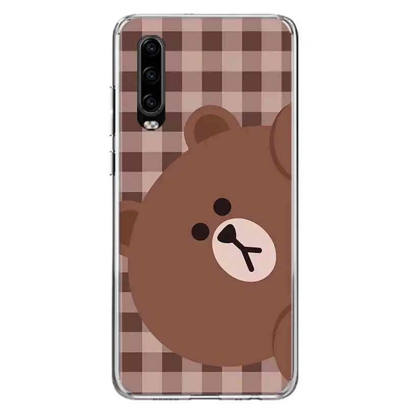 TW028-4 Чехол для телефона Line Town с коричневым медведем для huawei P30 P20 mate 30 20 10 Pro P10 Lite P Smart Z+ Coque Shell Capa - Цвет: TW028-4