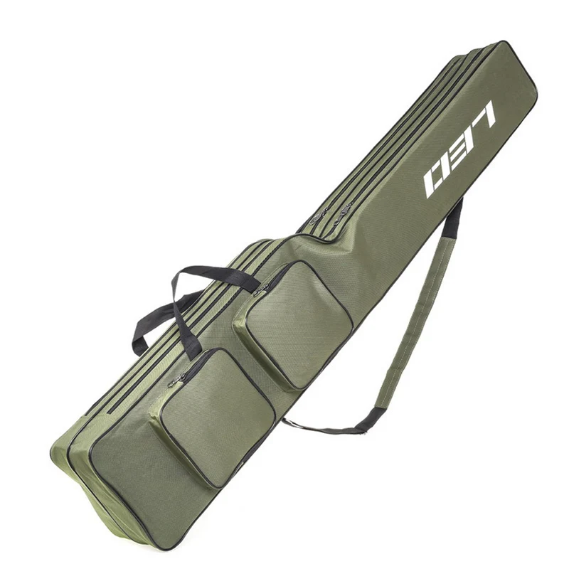 Army Green Многофункциональная нейлоновая сумка для рыбалки 600D, 2 слоя, 130 см, сумка для удочки, большая емкость, водонепроницаемая, портативная сумка для снастей, сумка для хранения XA109G - Цвет: Army Green