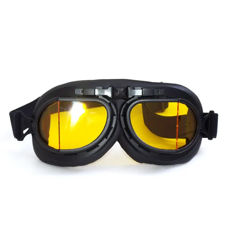 black-yellow MJMOTO черные винтажные мотоциклетные очки анти-УФ очки для катания на лыжах сноуборде MX ATV Скутер мотоциклетный шлем очки - Цвет: black-yellow