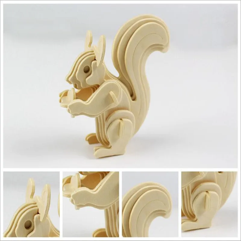 DIY Дети 3D деревянные пазлы модель животного Сборка строительные наборы Развивающие игрушки для детей