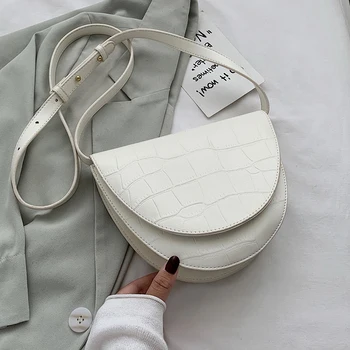 

Stone Pattern Small Saddle Bags For Women 2020 Summer Lady Travel Crossbody Shoulder Bags Female Handbags and Purses