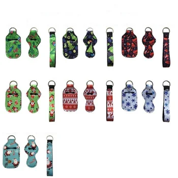 

Christmas Neoprene Hand Sanitizer Bottle Holder Wristlet Keychain Lipstick Holder