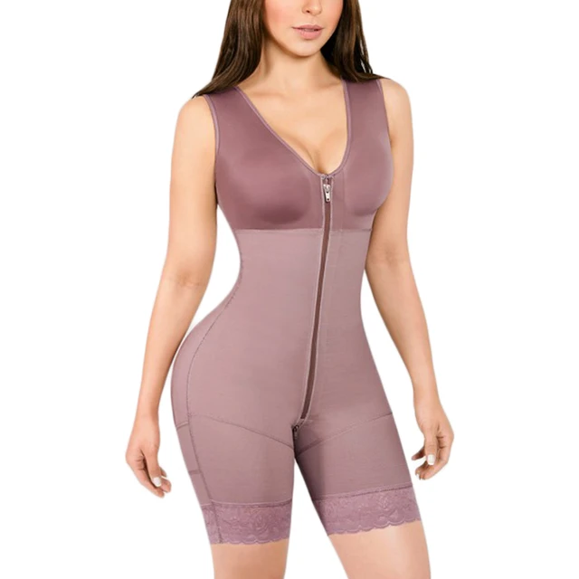 High Compression Central Zipper Shapewear With Bra Tummy Control Shapewear  Thong High Waist Ladies Bodysuit Fajas Colombianas - Shapers - AliExpress
