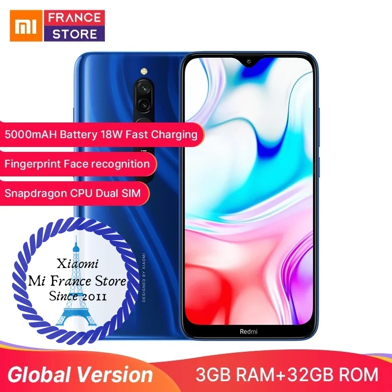 Мобильный телефон Xiaomi Redmi 8 с глобальной версией 3 ГБ 32 Восьмиядерный процессор