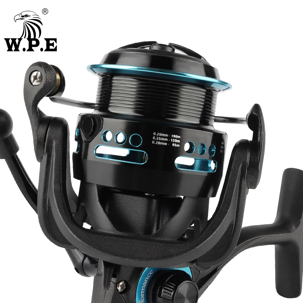 W.P.E HKW Fishing Reel 3500/4500 Spinning Fishing Reel 5.2:1 High Speed Gear Ratio 5+1 BBs Carp Fishing Reel Tackle Metal Spool