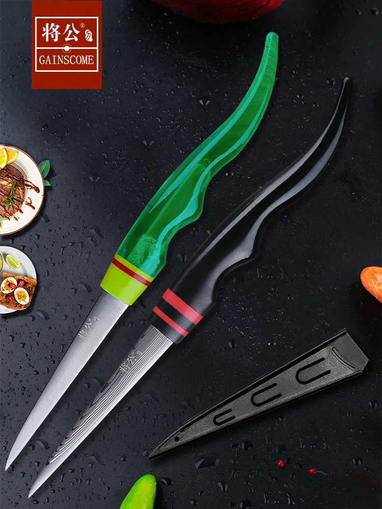 GAINSCOME нож для кухонной резьбы 67 слоев Дамасская сталь острый нешлифованный Овощной фруктовый тарелка резьба