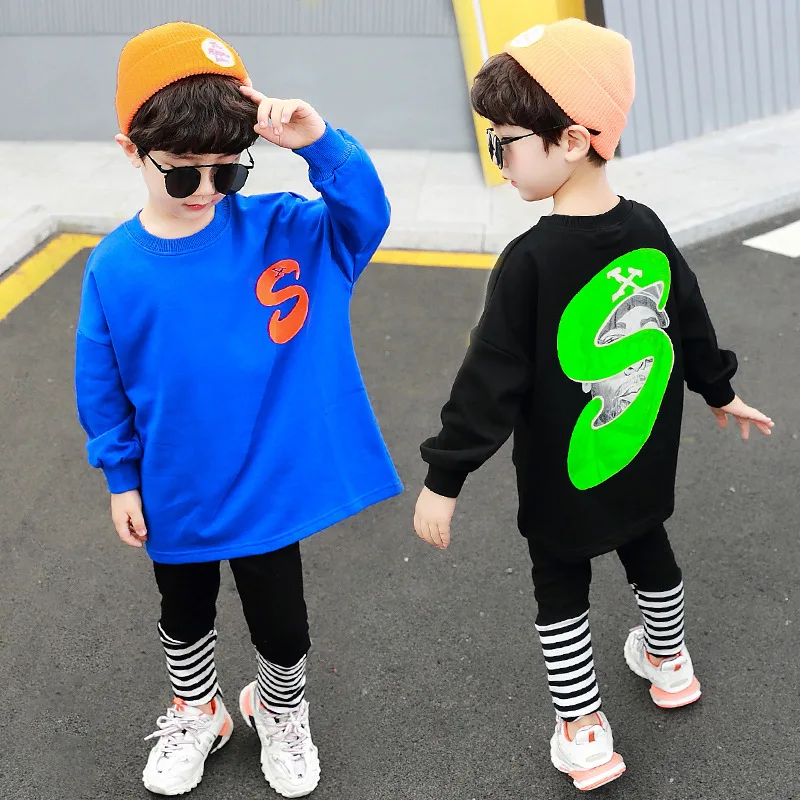 

2020 Autumn CHILDREN'S Suit Korean-style Children Printed Long-sleeved Sweater Sports Two-Piece Set Spring And Autumn Baby Cloth