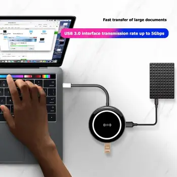 

Wireless Charger Type-C HUB to 4K HDMI PD USB3.0 RJ45 TF Card Converter Adapter Adaptive 10/100/1000M Network Not Stuck