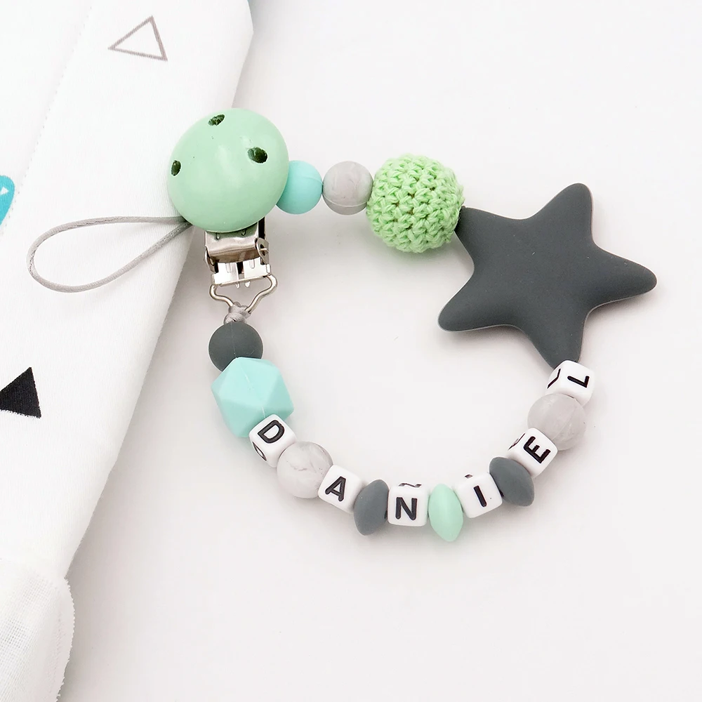 Pacifier Clip Mouse Head Style Handmade Personalized Name Silicone Attache Infant