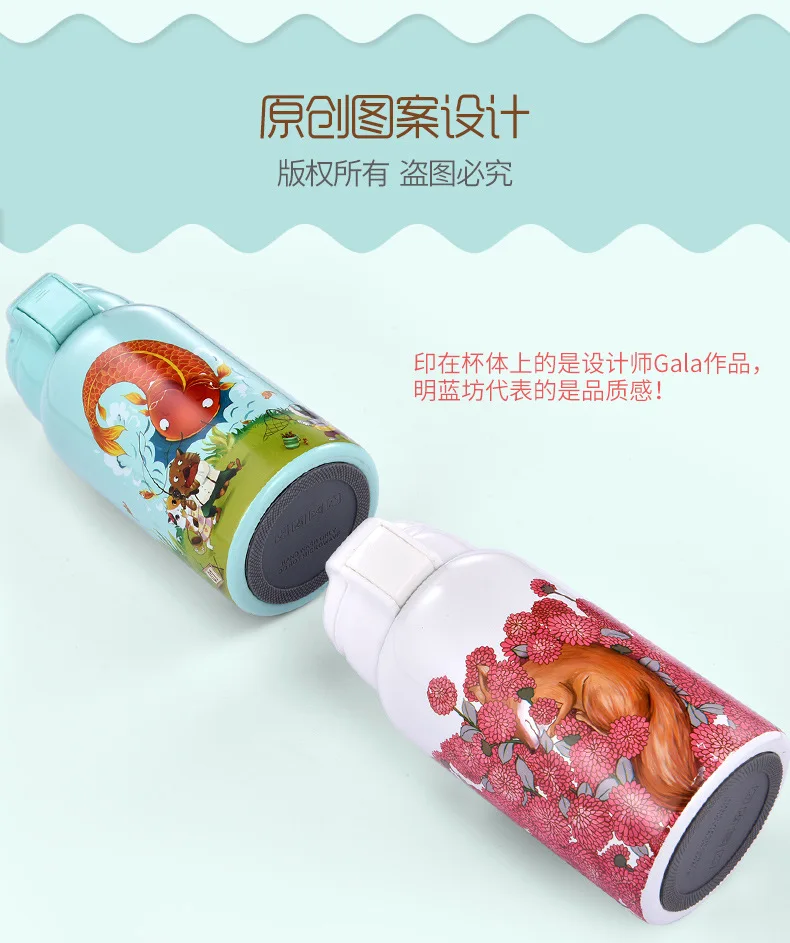 Water Bottles 316 stainless steel Vacuum kids insulation water bottle with straw botella de agua garrafa kid drinkware 400ml new