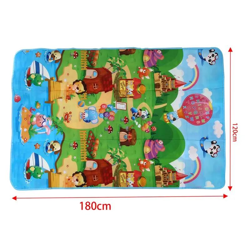 Детский игровой коврик 180x120x0,5 см, коврик для ползания, двойная поверхность, Детский ковер, коврик с изображением животного, автомобиля+ динозавра, развивающий коврик для детей, игровой коврик