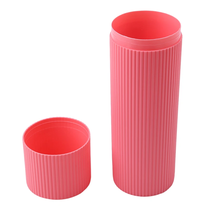 Portable Stripe Toothpaste/Toothbrush/Pen Stationery Holder Cover Case Cylindrical Protect Case for Traveling and Daily Use