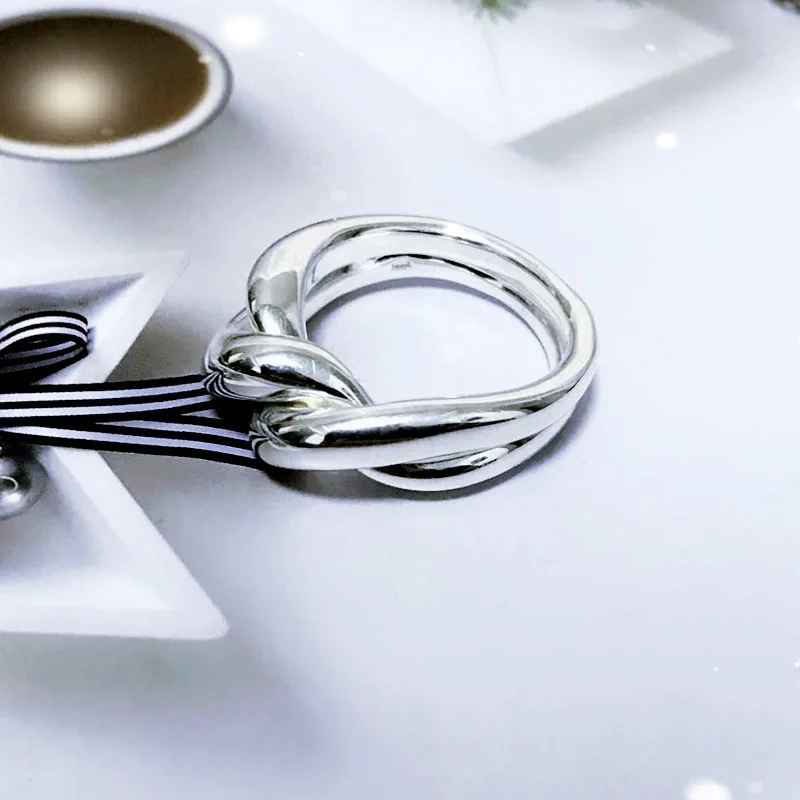 Silvology двухслойные твердые кольца,, Стерлинговое Серебро 925 пробы, скручиваются вместе, высокое качество, креативные женские кольца, роскошные ювелирные изделия