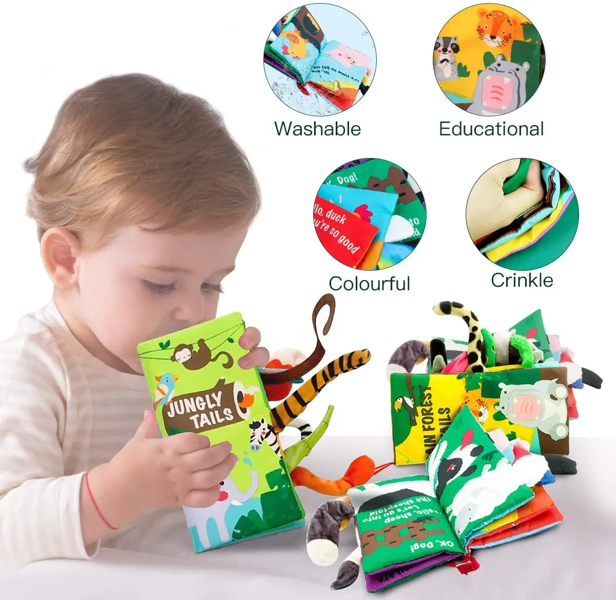 

Soft Baby Cloth Books Touch and Feel Crinkle Books for Babie Infants Toddler Early Development Interactive Toys Baby Gift