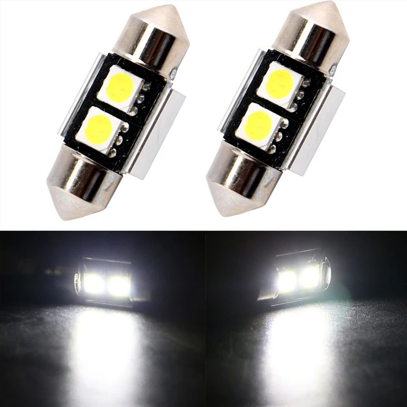 

10PCs New 31mm 2 SMD 5050 White Dome Festoon CANBUS Error Free Car 2 LED Light Bulb Dome Interior Reading License Plate Light