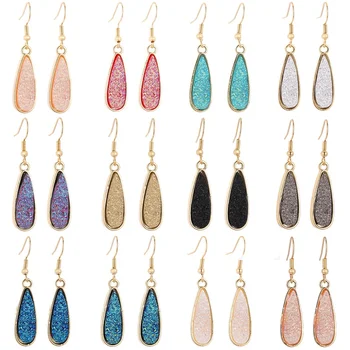 

Waterdrop Resin Druzy Drusy Earrings Designer Earrings Fashion Dangle Earrings for Women