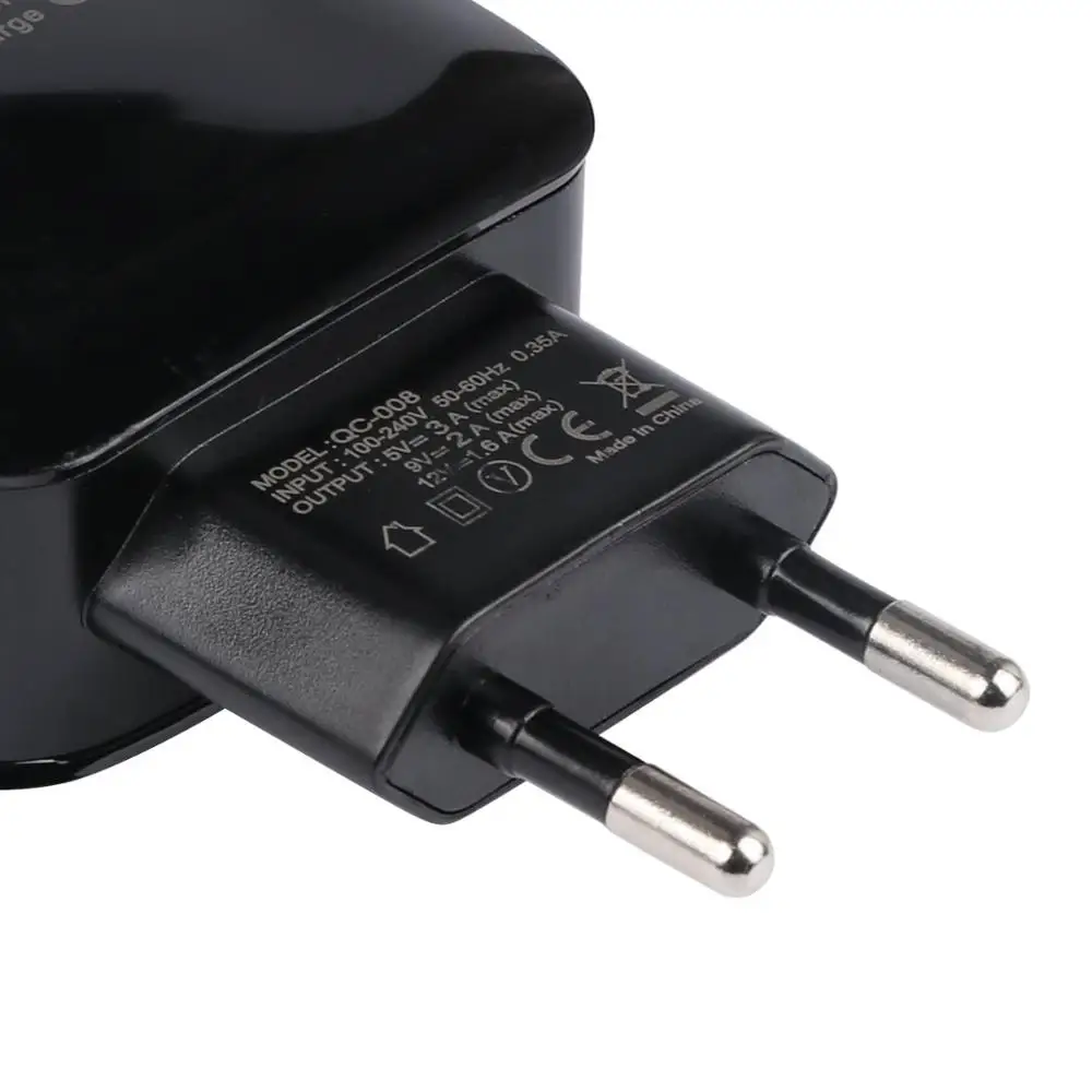 Европейский Союз (ЕС) Универсальное зарядное устройство USB QC3.0 для путешествий ПК противопожарный материал штепсельная вилка EU/US быстрое зарядное устройство настенное зарядное устройство для мобильного телефона - Тип штекера: Европейский Союз (ЕС)